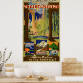 ヴィンテージクライストチャーチニュージーランドトラベル ポスター (キッチン)