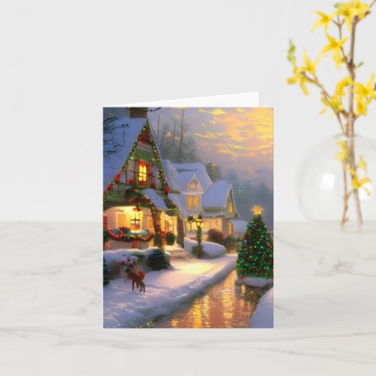 ヴィンテージクライストマ空白のスタイムホリディグリーティング カード (黄色い花)