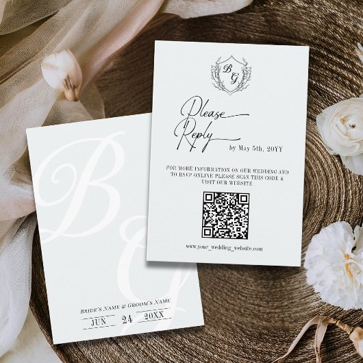 ヴィンテージクラウンの結婚式出席QRコード 出欠カード
