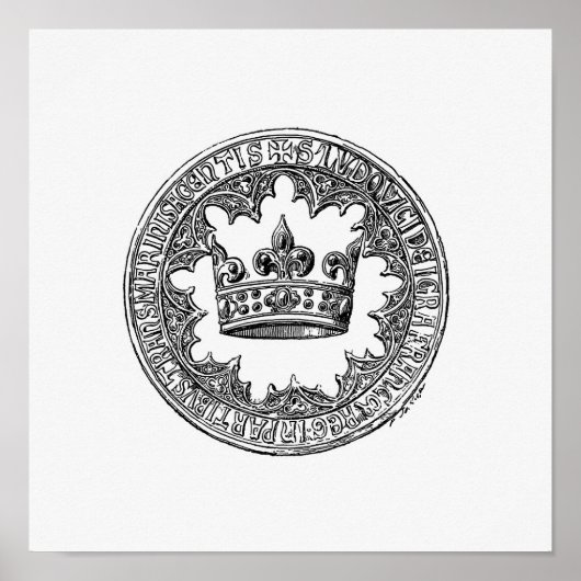 ヴィンテージクラウンイラストレーション ポスター (正面)