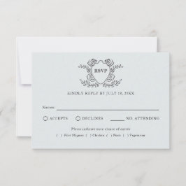ヴィンテージクラウンシンプル体 伝統的な結婚式の返信ハガキ 出欠カード