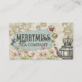 ヴィンテージクラウンティーポット果実花手ブレンド茶 名刺 (正面)