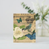 ヴィンテージクラウンバードミュージックフランスのノート ポストカード (スタンド正面)