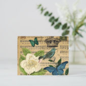 ヴィンテージクラウンバードミュージックフランスのノート ポストカード (スタンド正面)