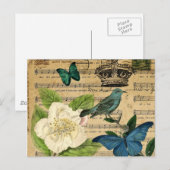 ヴィンテージクラウンバードミュージックフランスのノート ポストカード (正面/裏面)