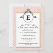 ヴィンテージクラウンファースト誕生日 招待状 (正面)