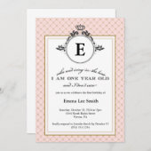 ヴィンテージクラウンファースト誕生日 招待状 (正面/裏面)