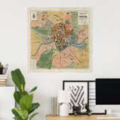 ヴィンテージクラクフ・ポーランドの地図(1916年) ポスター (ホームオフィス)