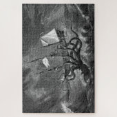 ヴィンテージクラケンジャイアントイカ海の怪獣船ポスター ジグソーパズル (縦)