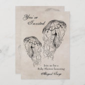 ヴィンテージクラゲ赤ちゃんシャワービーチ招待状 招待状 (正面/裏面)