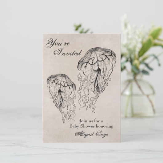ヴィンテージクラゲ赤ちゃんシャワービーチ招待状 招待状 (スタンド正面)