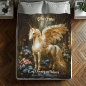 ヴィンテージクラシカルペガサス翼ウマ・ユニコーン フリースブランケット