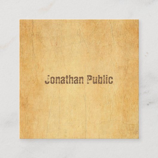 ヴィンテージクラシックな紙の優雅なクールなデザイン スクエア名刺 (正面)