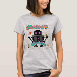 ヴィンテージクラシックのおもしろい可憐さに襲われるロボット Tシャツ
