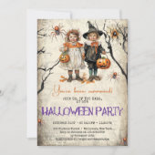 ヴィンテージクラシックの伝統ハロウィーンの子供の衣装 招待状 (正面)