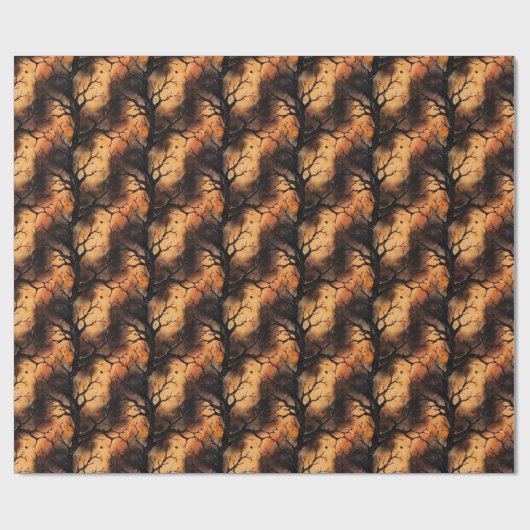 ヴィンテージクラシックの伝統ハロウィーンの幽霊のよく出る森 ラッピングペーパー (フラット)