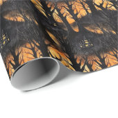 ヴィンテージクラシックの伝統ハロウィーンの幽霊のよく出る森 ラッピングペーパー (ロールコーナー)