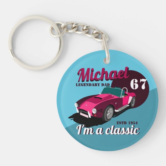 ヴィンテージクラシックアンティーク車の伝説的なパパ名 キーホルダー (正面)