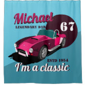 ヴィンテージクラシックアンティーク車の伝説的なパパ名 シャワーカーテン (正面)