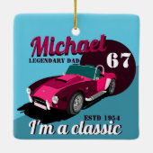 ヴィンテージクラシックアンティーク車の伝説的なパパ名 セラミックオーナメント (裏面)