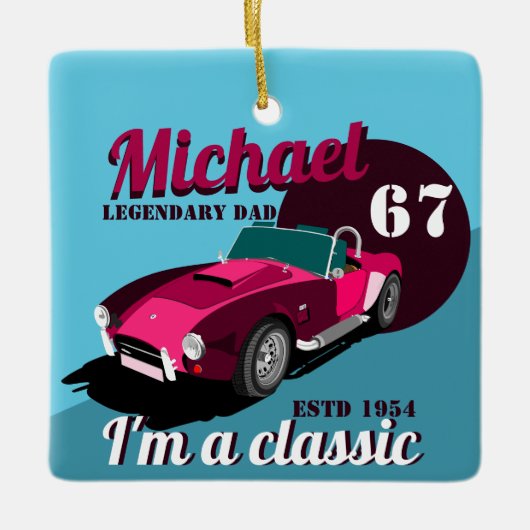 ヴィンテージクラシックアンティーク車の伝説的なパパ名 セラミックオーナメント (正面)