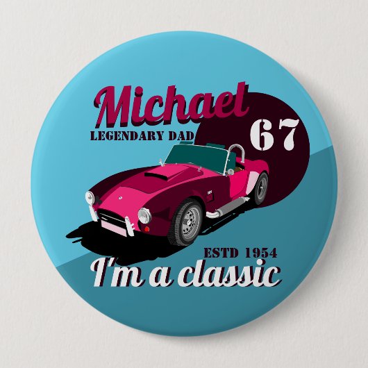 ヴィンテージクラシックアンティーク車の伝説的なパパ名 缶バッジ (正面)