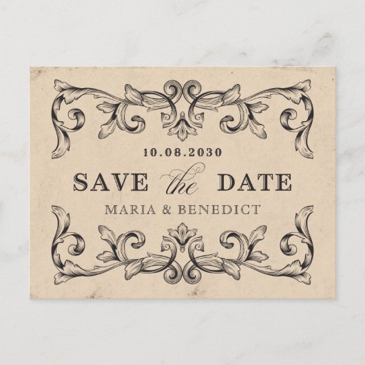 ヴィンテージクラシックアートのウェディングポストカード ポストカード (正面)