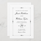 ヴィンテージクラシックアールデコ結婚式招待状 (正面/裏面)