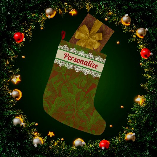 ヴィンテージクラシックウィリアムモリスホリデーパーソナライズド ラージクリスマスストッキング