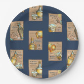 ヴィンテージクラシックウイスキーバーポスターパターン ペーパープレート (正面)