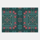 ヴィンテージクラシックウクライナクロスステッチパターン ラッピングペーパーシート (正面2)