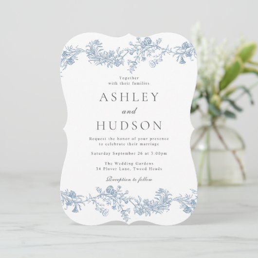ヴィンテージクラシックエレガントフローラオールシーズ結婚ンズ 招待状 (スタンド正面)