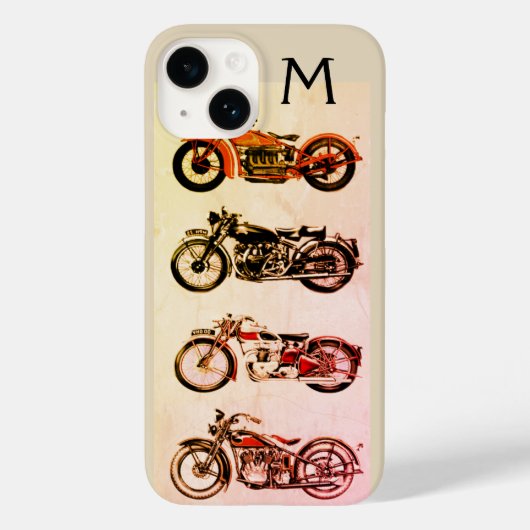 ヴィンテージクラシックオートバイスモノグラム Case-Mate iPhoneケース (裏面)