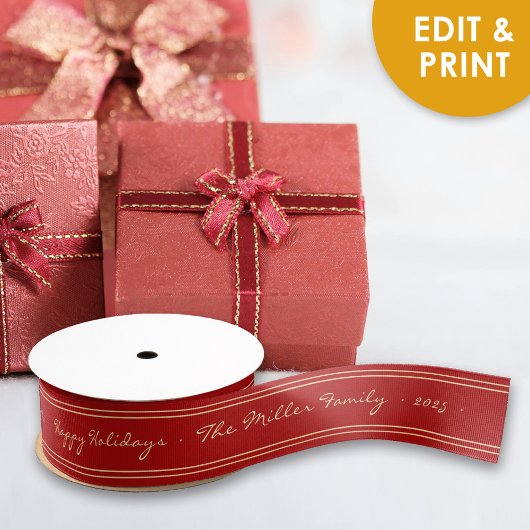 ヴィンテージクラシックカスタマイズ可能なクリスマスリボン グログランリボン
