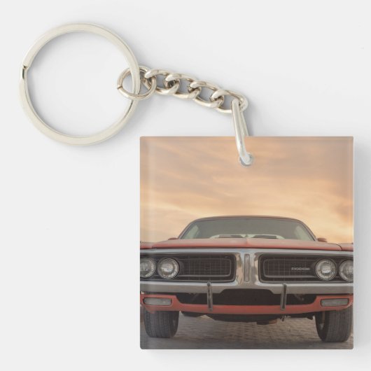 ヴィンテージクラシックカーサンセットビュー キーホルダー (正面)