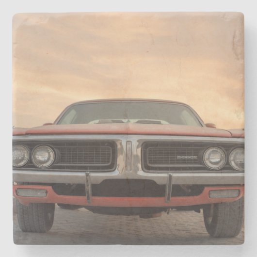 ヴィンテージクラシックカーサンセットビュー ストーンコースター (正面)