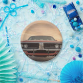 ヴィンテージクラシックカーサンセットビュー ペーパープレート (パーティー)