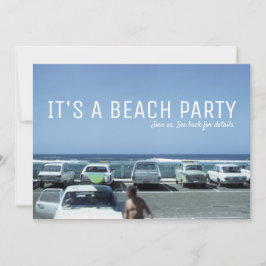 ヴィンテージクラシックカーズブルー海ビーチパーティー 招待状