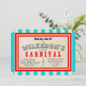 ヴィンテージクラシックカーニバルテーマパーティスタイルストライプー 招待状 (スタンド正面)