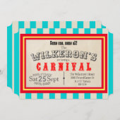 ヴィンテージクラシックカーニバルテーマパーティスタイルストライプー 招待状 (正面/裏面)