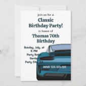 ヴィンテージクラシックカー誕生日パーティー 招待状 (正面)