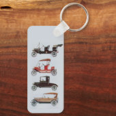 ヴィンテージクラシックカー車の白黒赤 キーホルダー (裏面)