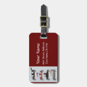 ヴィンテージクラシックカー車の白黒赤 ラゲッジタグ (正面縦)