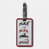 ヴィンテージクラシックカー車の白黒赤 ラゲッジタグ (裏面縦)