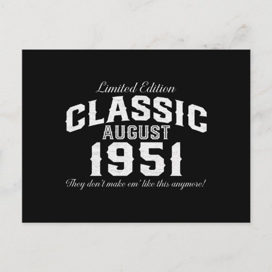 ヴィンテージクラシックカー1951 70th誕生日 シーズンポストカード (正面)