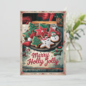 ヴィンテージクラシックキャンディーケーンクリスマスグリーティング シーズンカード (スタンド正面)