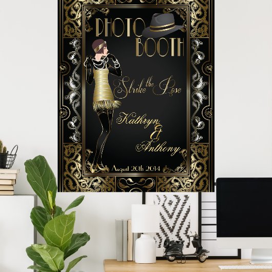 ヴィンテージクラシックギャツビースタイルフォトブースポスター ポスター (ホームオフィス)