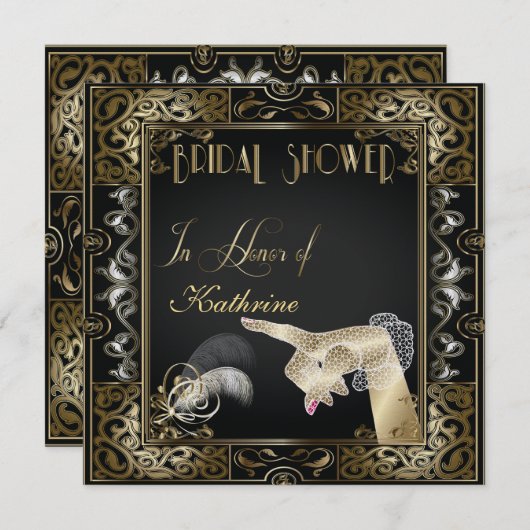 ヴィンテージクラシックギャツビースタイルブライダルシャワー 招待状 (正面/裏面)