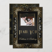 ヴィンテージクラシックギャツビースタイル結婚ズ・サンキュー 招待状 (正面/裏面)