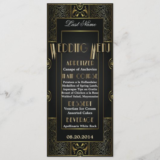 ヴィンテージクラシックギャツビースタイル結婚ズ・メニュー メニュー (正面)